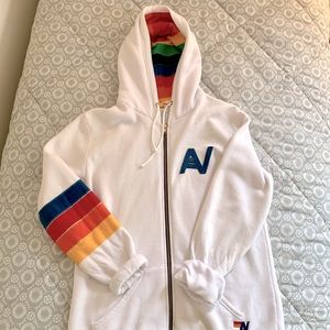Aviator Nation white/rainbow hoodie
